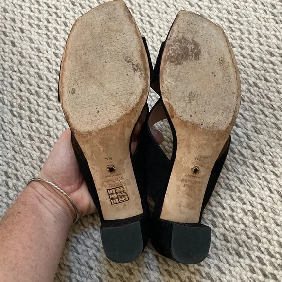 Stuart Weitzman Black Suede Mules - size 9 1/2 - Picture 6 of 6